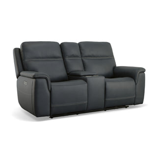Sawyer Leather Pwr Recl Loveseat w/ Console, Pwr Hdrsts, Lumbar
