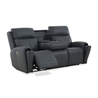 Warren Leather Power Reclining Sofa with Console, Power Headrest & Lumbar