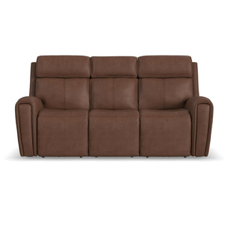Warren Leather Power Reclining Sofa with Console, Power Headrest & Lumbar