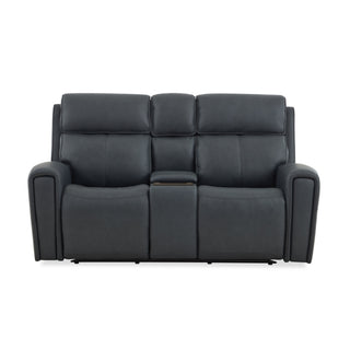 Warren Leather Power Reclining Loveseat with Console, Power Headrest & Lumbar