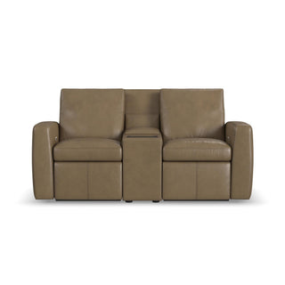 Aria Leather Power Reclining Loveseat with Console