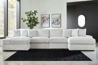 Stupendous 4-Piece Sectional with Double Chaise Velvet