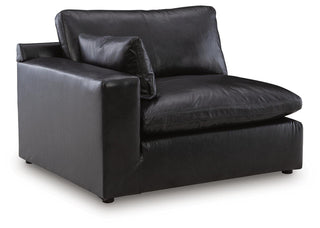 Emilia Corner Chair Leather - Black, Left Arm Facing
