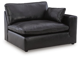 Emilia Corner Chair Leather - Black, Right Arm Facing