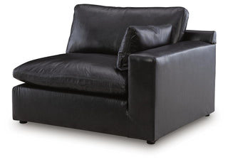 Emilia Corner Chair Leather - Black, Right Arm Facing