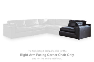 Emilia Corner Chair Leather - Black, Right Arm Facing