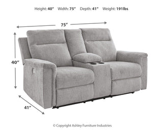 Barnsana DBL REC PWR Loveseat w/Console Chenille
