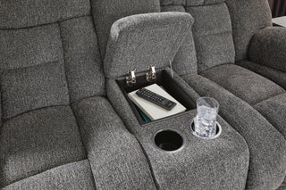 Foreside DBL Rec Loveseat w/Console Next-Gen Nuvella™ Performance Fabric