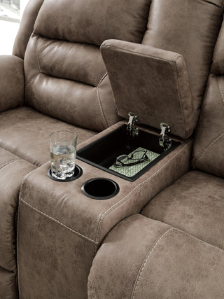 Stoneland DBL Rec Loveseat w/Console Faux Leather
