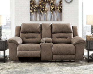 Stoneland DBL Rec Loveseat w/Console Faux Leather