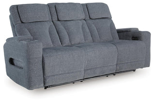 Studio Cave PWR REC Sofa with ADJ Headrest Chenille Next-Gen Nuvella™ Performance Fabric