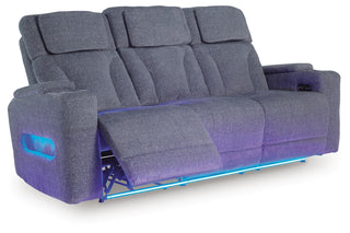 Studio Cave PWR REC Sofa with ADJ Headrest Chenille Next-Gen Nuvella™ Performance Fabric