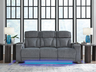 Studio Cave PWR REC Sofa with ADJ Headrest Chenille Next-Gen Nuvella™ Performance Fabric
