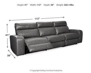 Samperstone 3-Piece Power Reclining Sectional Sofa Faux Leather