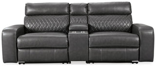 Samperstone 3-Piece Power Reclining Sectional Loveseat Faux Leather