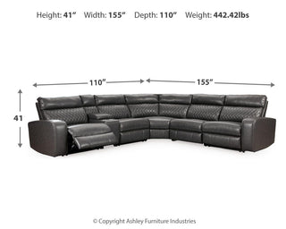 Samperstone 6-Piece Power Reclining Sectional Faux Leather