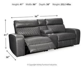 Samperstone 3-Piece Power Reclining Sectional Loveseat Faux Leather