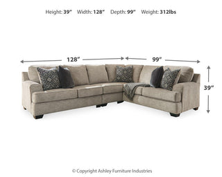 Bovarian 3-Piece Sectional Chenille