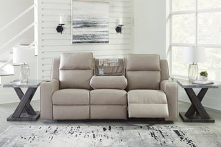 Lavenhorne REC Sofa w/Drop Down Table Faux Leather