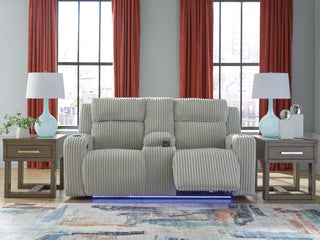 Belvarrow PWR REC Loveseat/CON/ADJ HDRST Velvet Chenille