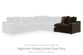Maxton Heights Corner Chair Velvet Chenille - Bittersweet, Right Arm Facing