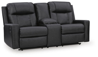 Mackmenville DBL Rec Loveseat w/Console Faux Leather