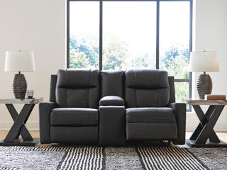 Mackmenville DBL Rec Loveseat w/Console Faux Leather