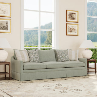 Eleanora Fabric Skirted Large Three-Cushion Sofa