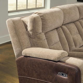 Mixed Motion PWR REC Loveseat/CON/ADJ HDRST Faux Leather Chenille