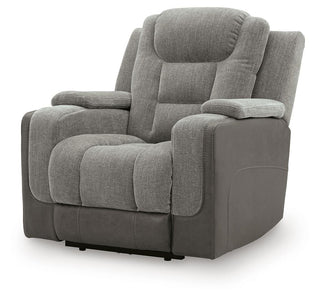 Mixed Motion PWR Recliner/ADJ Headrest Faux Leather Chenille