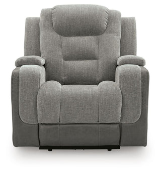 Mixed Motion PWR Recliner/ADJ Headrest Faux Leather Chenille