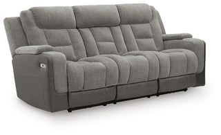 Mixed Motion PWR REC Sofa with ADJ Headrest Faux Leather Chenille