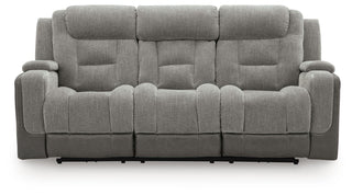 Mixed Motion PWR REC Sofa with ADJ Headrest Faux Leather Chenille