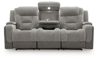 Mixed Motion PWR REC Sofa with ADJ Headrest Faux Leather Chenille