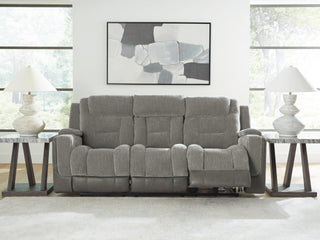 Mixed Motion PWR REC Sofa with ADJ Headrest Faux Leather Chenille