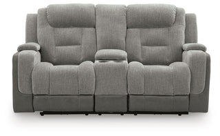 Mixed Motion PWR REC Loveseat/CON/ADJ HDRST Faux Leather Chenille