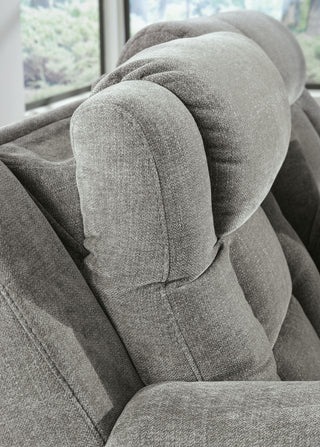 Mixed Motion PWR Recliner/ADJ Headrest Faux Leather Chenille
