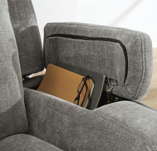 Mixed Motion PWR REC Sofa with ADJ Headrest Faux Leather Chenille