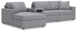 Modmax 4-Piece Sectional with Chaise and Audio Console Next-Gen Nuvella™ Performance Fabric