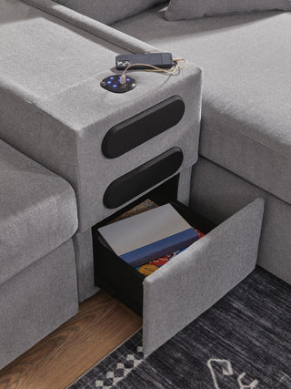 Modmax 4-Piece Sectional with Chaise and Audio Console Next-Gen Nuvella™ Performance Fabric