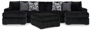 Midnight-Madness 3-Piece Sectional with Double Chaise and Ottoman