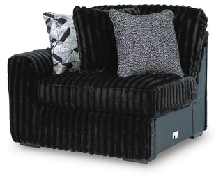 Midnight-Madness Corner Chair Velvet - Onyx, Left Arm Facing