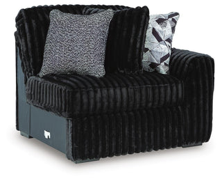 Midnight-Madness Corner Chair Velvet - Onyx, Right Arm Facing