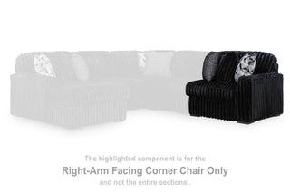Midnight-Madness Corner Chair Velvet - Onyx, Right Arm Facing