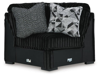 Midnight-Madness 3-Piece Sectional, Chaise and Oversized Accent Ottoman