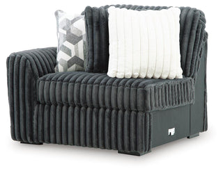 Midnight-Madness Corner Chair Velvet - Gunmetal, Left Arm Facing