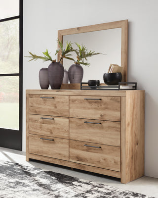 Hyanna Queen Panel Storage Bed with 1 Side Storage, Dresser and Mirror