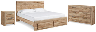 Hyanna Queen Panel Storage Bed, Dresser and Nightstand