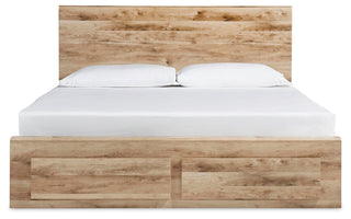 Hyanna King Panel Storage Bed with 2 Side Storage, Dresser and Mirror
