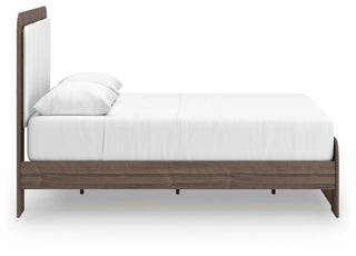Kendanport Queen Upholstered Platform Bed, Dresser and Mirror